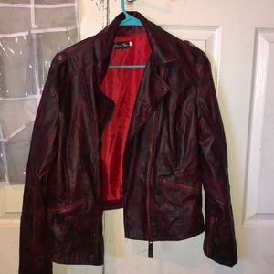 Distressed Red Leather Jacket